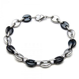 Coffee Bean Shape Chain Men's Titanium Steel Set Jewelry