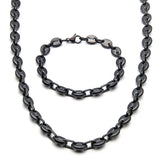 Coffee Bean Shape Chain Men's Titanium Steel Set Jewelry
