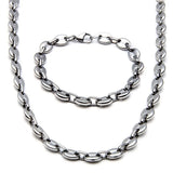 Coffee Bean Shape Chain Men's Titanium Steel Set Jewelry