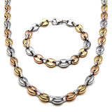 Coffee Bean Shape Chain Men's Titanium Steel Set Jewelry