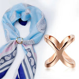 X Shape Metal Brooches Cross Scarf Clip for Women