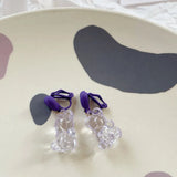 Acrylic Heart Bear Clip on Earrings Non Pierced Girls Women Children Birthday