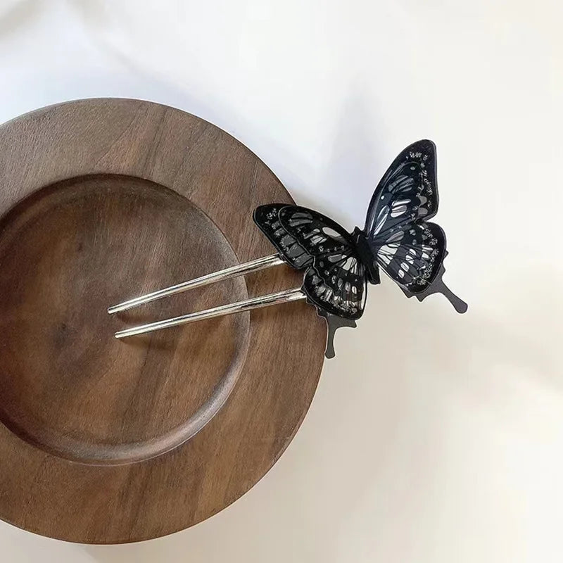 Dark Butterfly Hairpin Women Holiday Gift Retro Goth Hair Accessories