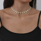 Evil Eye Cross Clavicle Necklace Statement Jewelry