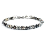 Stainless Steel Bracelet Men with Peacock Lapis Lazuli Stone