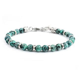 Stainless Steel Bracelet Men with Peacock Lapis Lazuli Stone