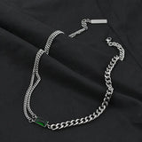 Hip Hop Double Layer Square Necklaces Titanium Steel