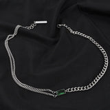 Hip Hop Double Layer Square Necklaces Titanium Steel