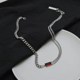 Hip Hop Double Layer Square Necklaces Titanium Steel