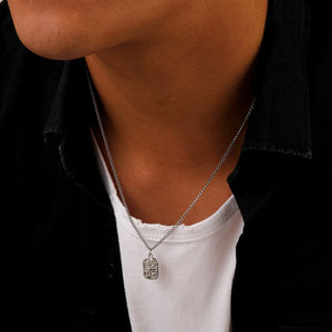 Embossed Star Square Pendant Men's Choker Chain Hip-hop Stainless Steel Necklace