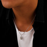 Embossed Star Square Pendant Men's Choker Chain Hip-hop Stainless Steel Necklace
