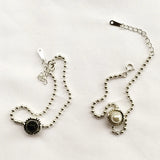 Vintage Pearl Beads Chains Bracelet Charm Jewelry 925 Sterling Silver
