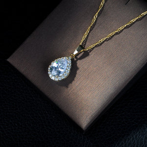 Tear Drop CZ Pendant Necklace for Women Wedding Jewelry