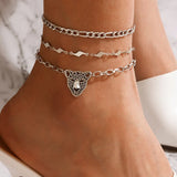 Prismatic Hollow Leopard Head Anklet