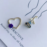 Geometric Shape Inlaid Rose Key Chain Pendant Jewelry
