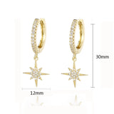 Geometric Stars Dangle Earrings Retro Hoop Jewelry