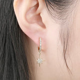 Geometric Stars Dangle Earrings Retro Hoop Jewelry