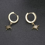 Geometric Stars Dangle Earrings Retro Hoop Jewelry