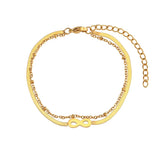 Geometric Symbol Double Layer Blade Chain Bead Bracelet 18k Plated