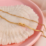Geometric Symbol Double Layer Blade Chain Bead Bracelet 18k Plated