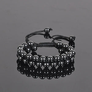 Hematite Bracelet Natural Stone Beads Bangle Yoga Healing Gem Friendship Jewelry