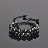 Hematite Bracelet Natural Stone Beads Bangle Yoga Healing Gem Friendship Jewelry