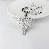 Geometric Animal Keychain Stainless Steel Hollow Elephant Key Ring
