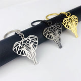 Geometric Animal Keychain Stainless Steel Hollow Elephant Key Ring