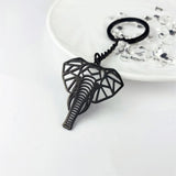 Geometric Animal Keychain Stainless Steel Hollow Elephant Key Ring