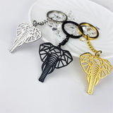 Geometric Animal Keychain Stainless Steel Hollow Elephant Key Ring
