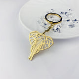 Geometric Animal Keychain Stainless Steel Hollow Elephant Key Ring