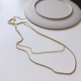 925 Silver Double Layer Box Chain Collar Choker Necklace for Women