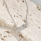 Love Letter Necklace Set with Zircon Inlay Sterling Silver S925 Jewelry
