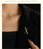 X Brooch Zircon Corsage Suit Pin Accessory for Women
