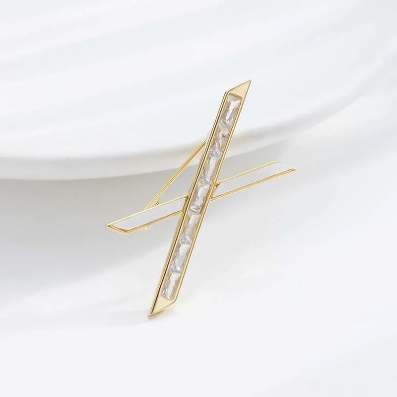 X Brooch Zircon Corsage Suit Pin Accessory for Women