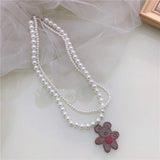 Sweet Beaded Bear Pendant Lady Necklace