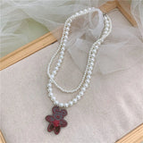 Sweet Beaded Bear Pendant Lady Necklace