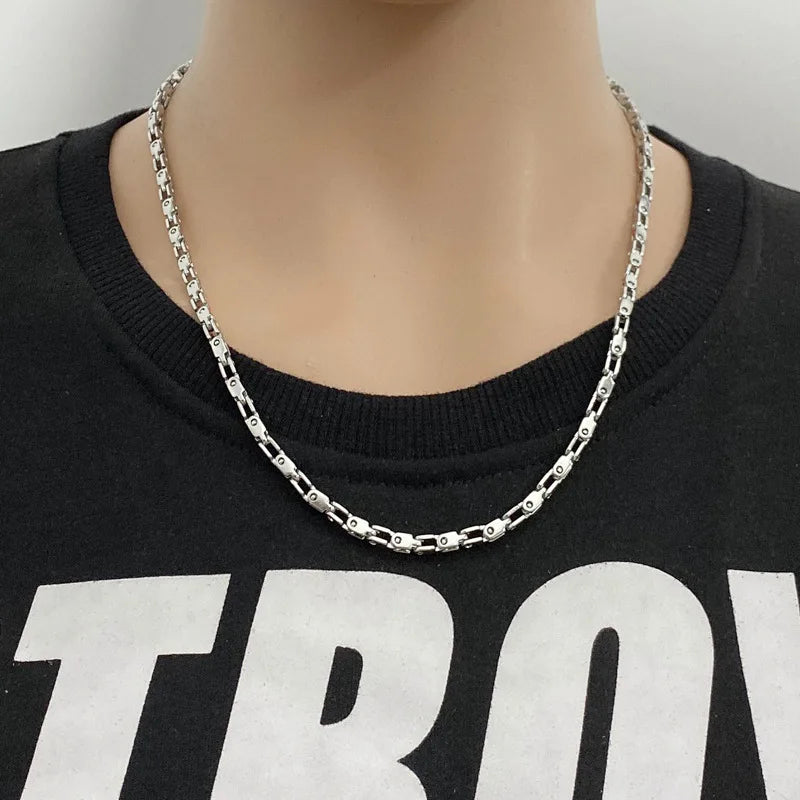 Men's Titanium Steel Bicycle Chain Necklace Stainless Steel Jewelry