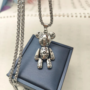 Bear Pendant Titanium Steel Necklace Hip Hop Couple Sweater Chain Bracelet