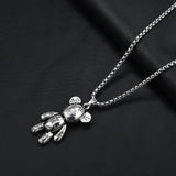 Bear Pendant Titanium Steel Necklace Hip Hop Couple Sweater Chain Bracelet