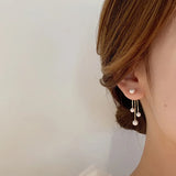 Women's Pearl Yarn Long Earrings Engagement Party Jewelry Gift