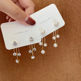 Women's Pearl Yarn Long Earrings Engagement Party Jewelry Gift