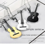 Music Guitar Pendant Titanium Steel Necklace Men Women Gift Hip-Hop Jewelry