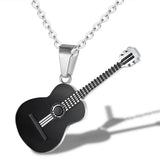 Music Guitar Pendant Titanium Steel Necklace Men Women Gift Hip-Hop Jewelry