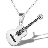 Music Guitar Pendant Titanium Steel Necklace Men Women Gift Hip-Hop Jewelry