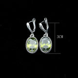 Olive Green CZ Silver 925 Drop Earrings Crown Shaped Jewelry