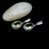 Olive Green CZ Silver 925 Drop Earrings Crown Shaped Jewelry