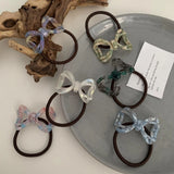 Pearlescent Floral Bow Tie Hair Ties for Women