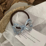 Pearlescent Floral Bow Tie Hair Ties for Women