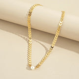 Golden Silver Fishbone Chain Neck Party Jewelry